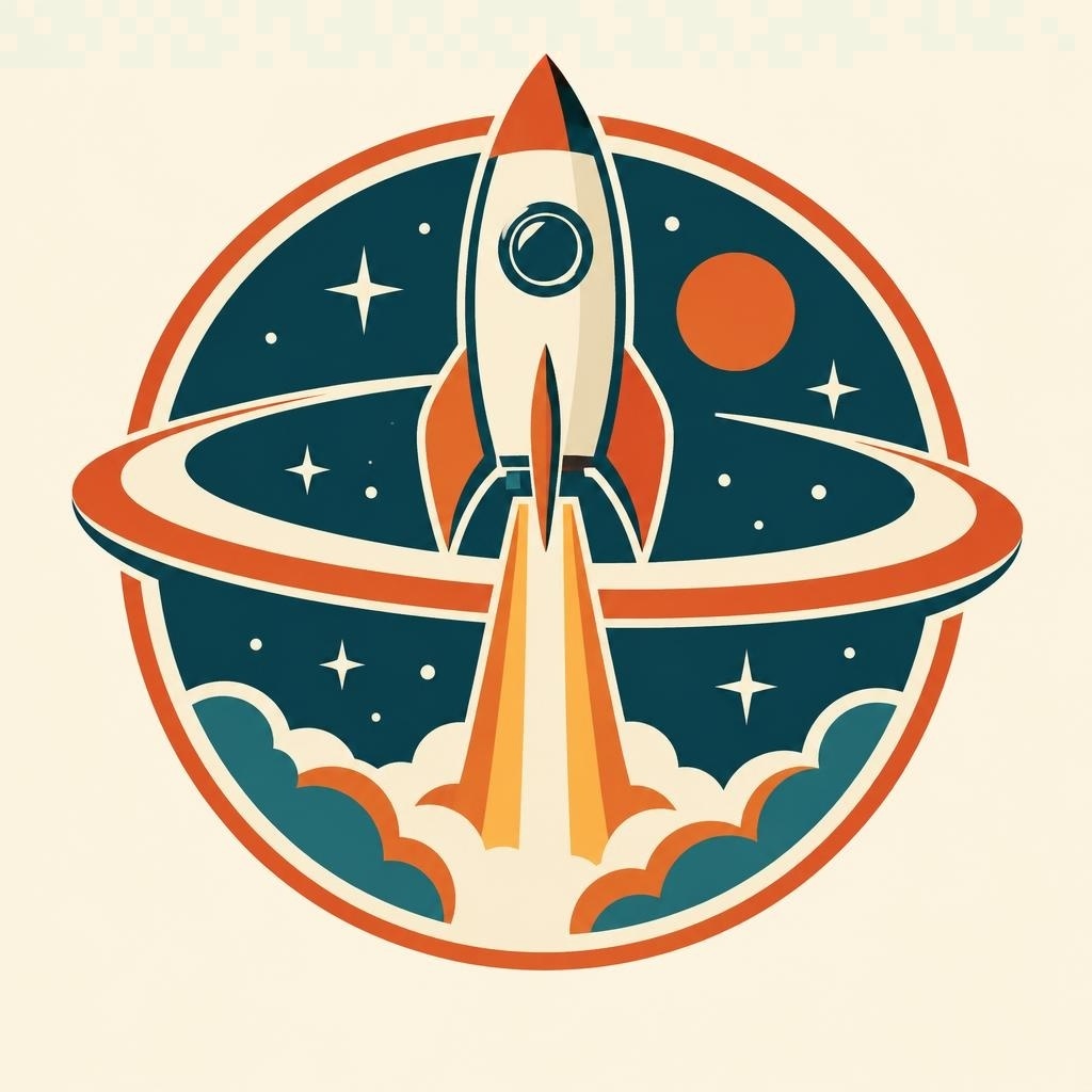 Retro rocket badge